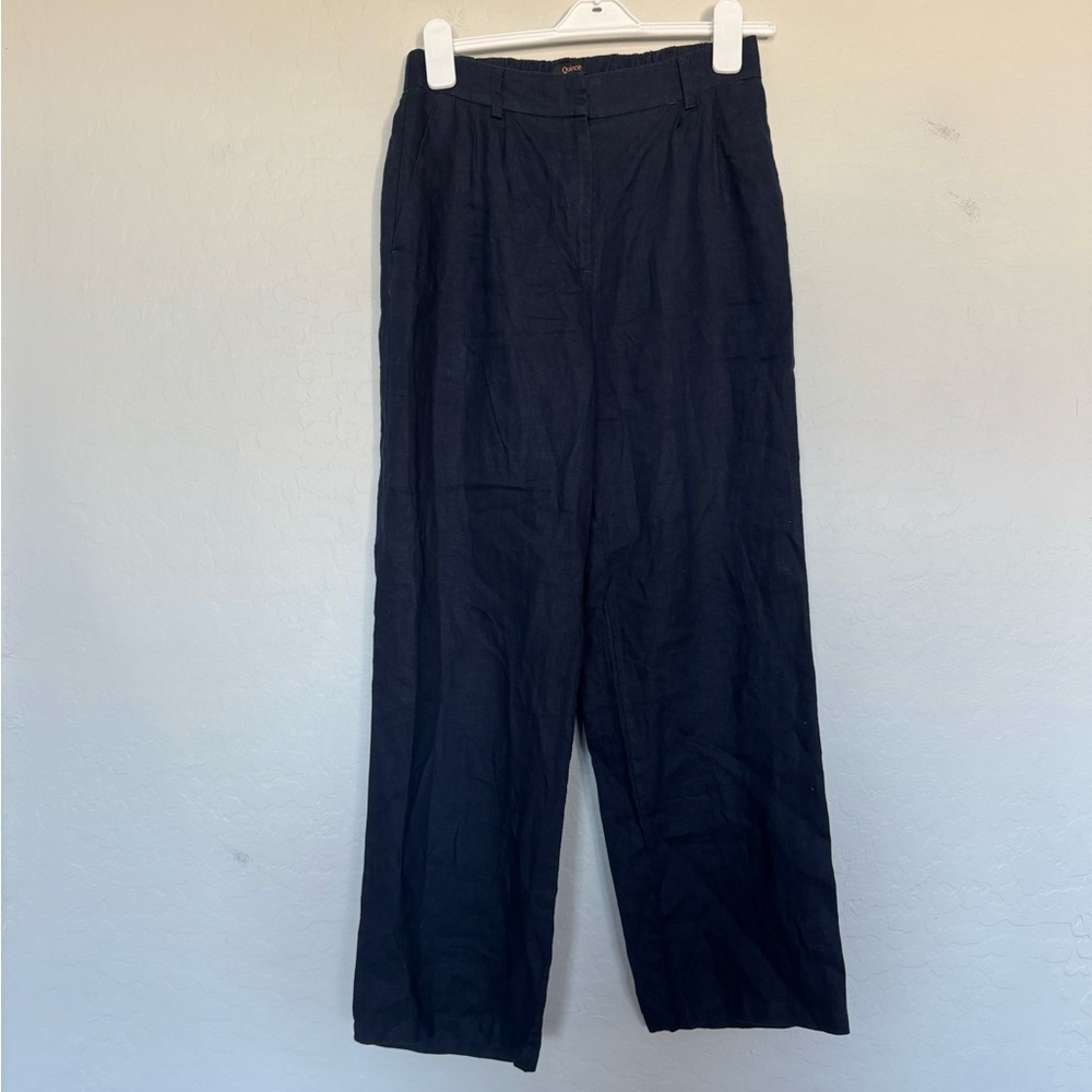 Quince Women's Wide-Leg Linen Pants in Navy